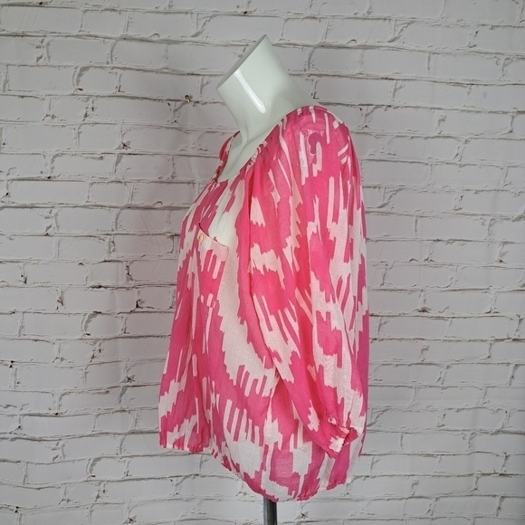 J. Crew Pink Ikat Print Gauze Blouse - Picture 7 of 11